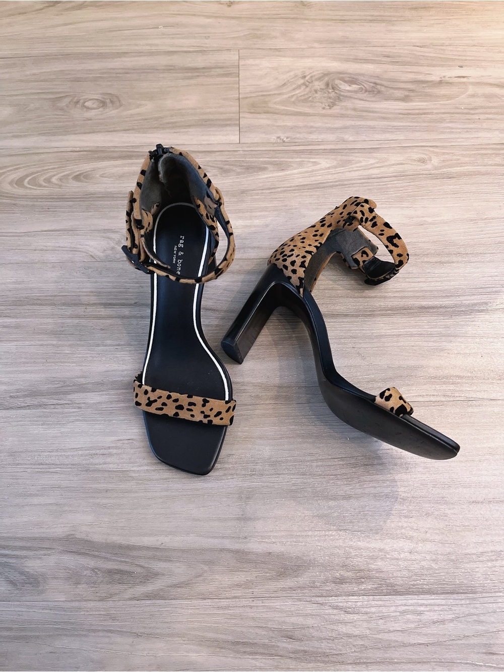 Rag & Bone Brown Black Leopard Print Ankle Strap Heel Sandals Size 36 or 6 US